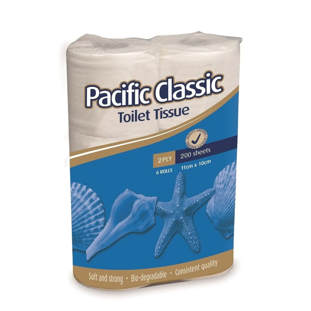 Pacific Classic 2 Ply Toilet Roll - 200 sheets/roll, 6 rolls/pack x 8 ...